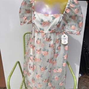 Altar'd State Pink Puff Sleeve Mini Sundress